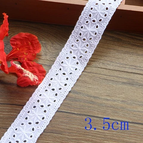 2 ярда 1,6-6,8 см белая хлопковая кружевная ткань DIY ткань кружева цветок подарок лента украшение Материал Цвет хлопок кружево - Цвет: 3.5cm 2 yard