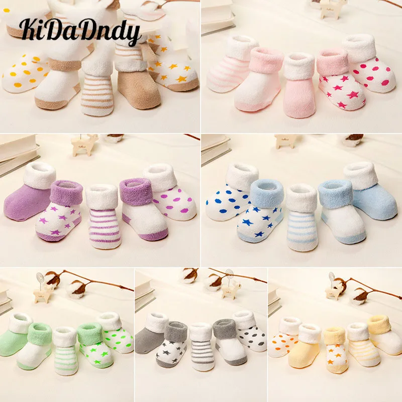 

5 pairs/lot Baby socks cotton winter thick tube socks baby socks cotton autumn and winter newborn floor socks 0-3 years old GXJ