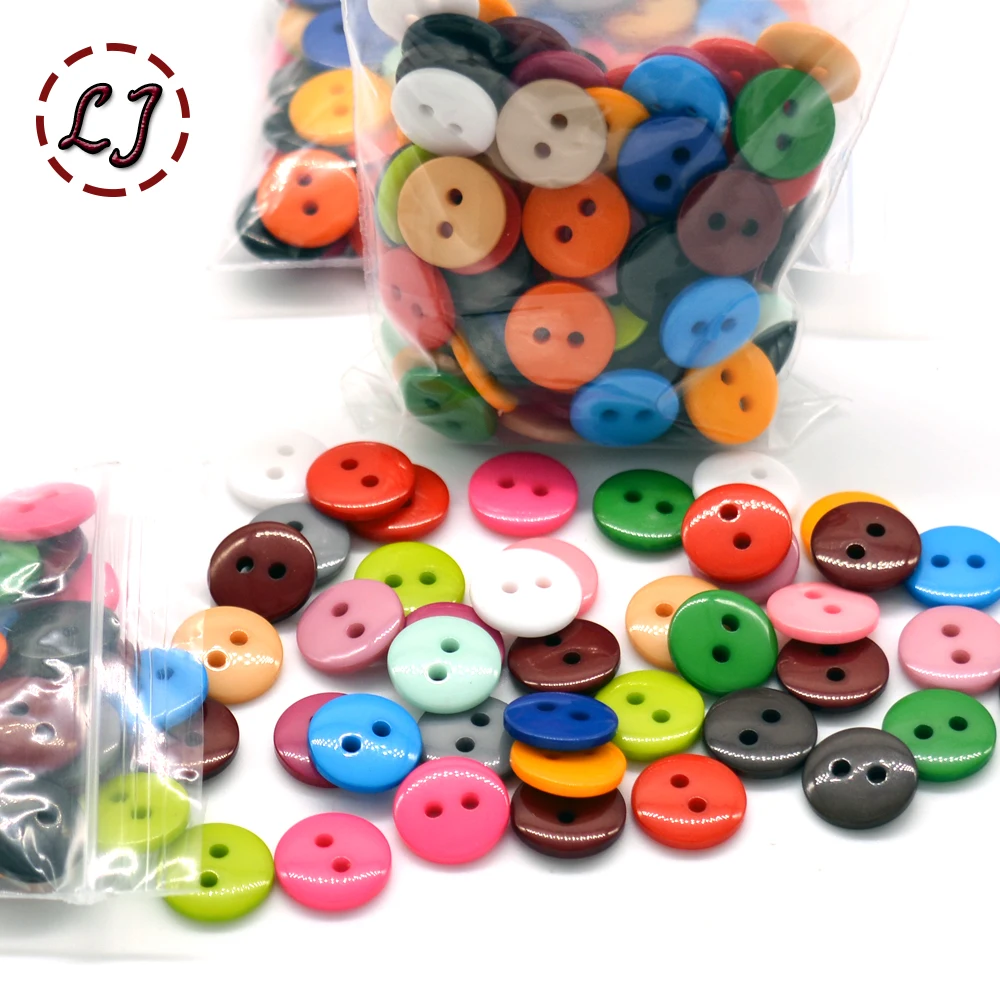 

100pcs/300pcs/500pcs Resin Sewing Button Round 11.5mm( 0.45in) dyed mixed color for children cloth DIY accessories