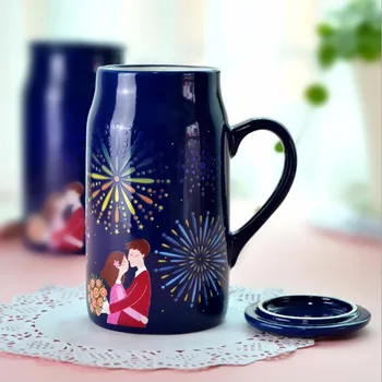 

Romantic Fireworks Style Magic Heat Sensitive Mugs Color Changing Heat Change Mug for Milk Coffee Tea 550ml SH157