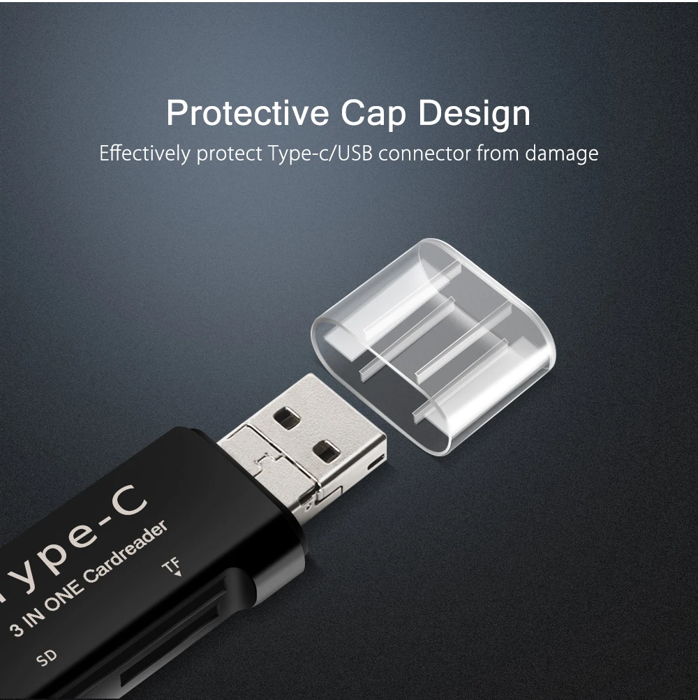 Raugee type C и Micro USB OTG кард-ридер 3 в 1 USB-C 2,0 Универсальный TF SD Разъем для чтения для мобильного телефона ПК Mac компьютерный адаптер