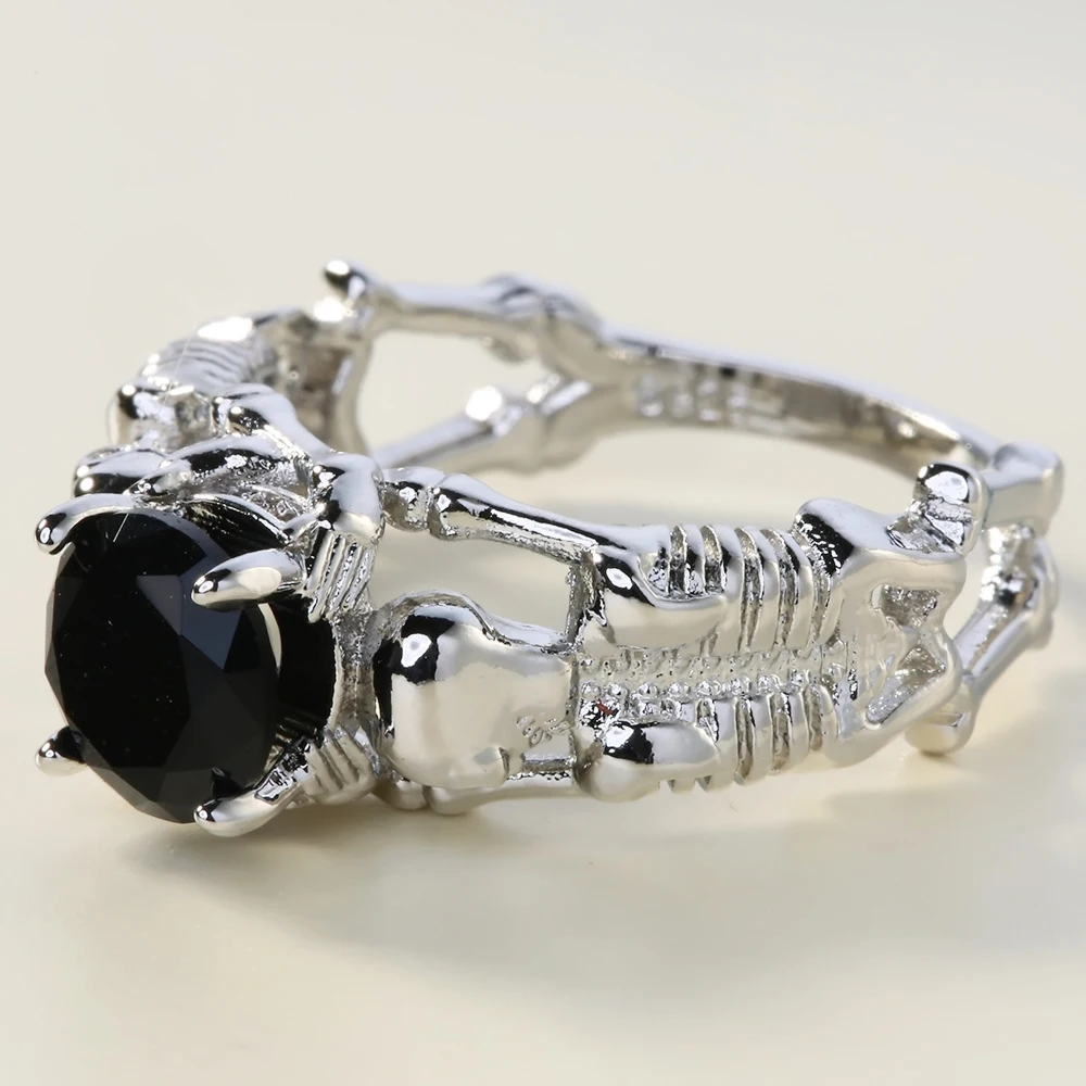 Ghost evil Skull skeleton Hand CZ Ring European and American Punk style Motor Biker Men Ring 2017 new skull men's jewelry