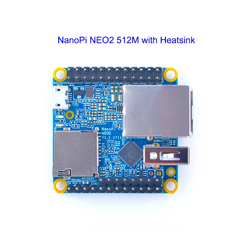 NanoPi NEO2 v1.1 LTS макетная плата быстрее, чем Raspberry PI 40X40 мм 512 МБ/1 ГБ DDR3 ram) ARM Cortex-A53 - Комплект: 512M with heat sink