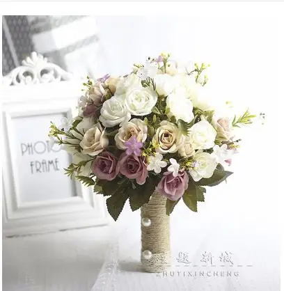 picture SexeMara Свадебный букет Европейский шезлонг розы, искусственные цветы, украшение дома, эмуляция, свадебный букет - Цвет: picture