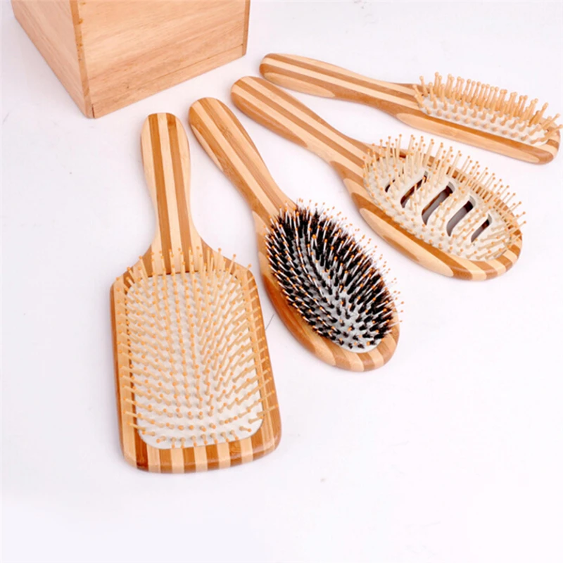 

Hair Care Scalp Massage Bamboo Comb Round Head Paddle Pointed Anti-static Air Cushion Hairdressing Comb