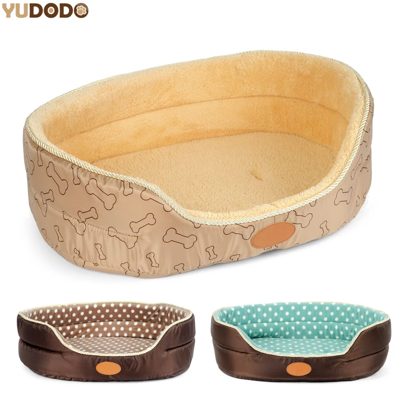 Bone/Dot Pattern Double Sided Available Dog Beds All season Soft Warm