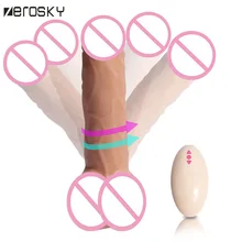 Zerosky 20 Speed Huge Dildo Vibrator Wireless Remote Control Vibrating Realistic Penis with Suction Cup Sex Dick Toys for Woman
