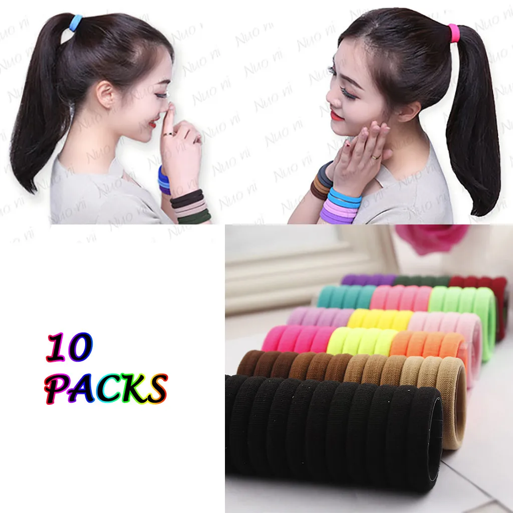 

10Pcs Hairdressing Tools Black Rubber Band Hair Ties/Rings/Ropes Gum Springs Ponytail Holders Hair Accessories Elastic Hair Band