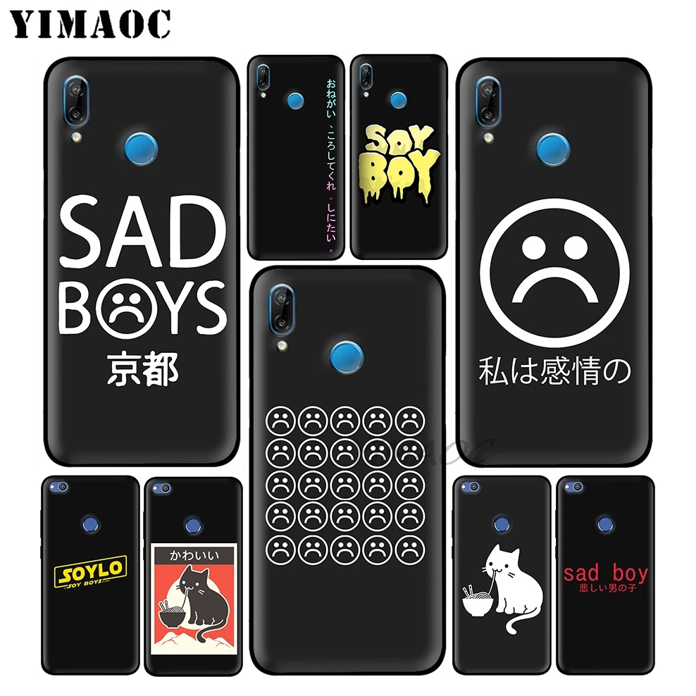 YIMAOC Japan Sad Boy Anime Cat Soft Case For Huawei P30 P20 Pro P10 P9 P8 2015 2017 P Smart Plus Z 2019 Nova 5i 4 3 3i 2i Lite |