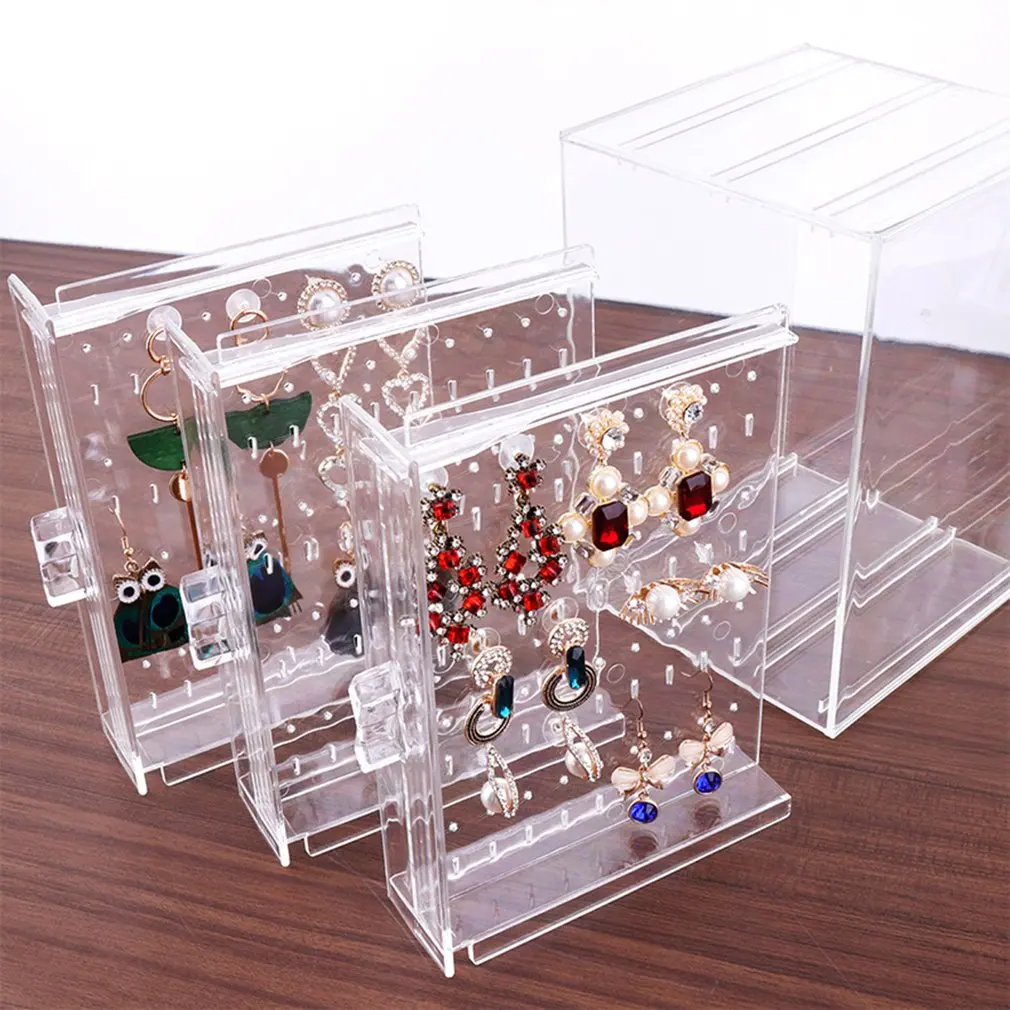 Transparent Jewelry Plastic Necklace Bracelet Rack Earrings Hanger Nail Art Display Stand Jewelry Organizer Storage Box Rack