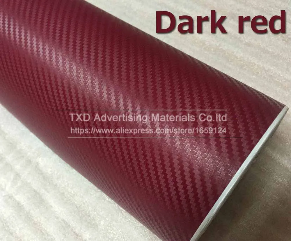 Красная виниловая пленка из углеродного волокна высокого качества, Прямая с фабрики, 3D виниловая пленка из углеродного волокна без пузырьков воздуха - Название цвета: dark red