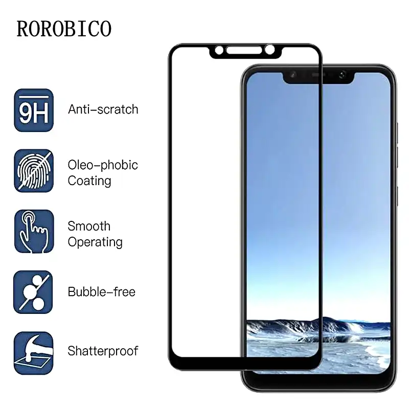 Rorobico полный охват защитный закаленное Стекло для XIAOMI Pocophone F1 6 18 дюймовый экран