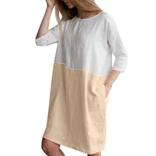 JAYCOSIN, новое летнее женское платье, сексуальное, повседневное, из кусков, с круглым вырезом, с коротким рукавом, хлопок, лен, свободные карманы, туника, сарафан, 9030438