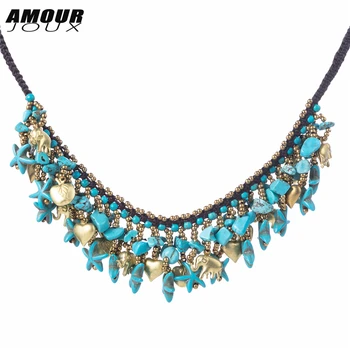 

AMOURJOUX 2018 4 Colors Boho Handmade Colorful Sea Star Charm Choker Statement Necklaces For Women Female Bohemian Jewelry