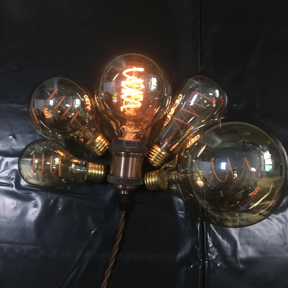 Новый уникальный Ретро спиральный светодиодный светильник 220 В AC A60/ST64/G80/G95/G125