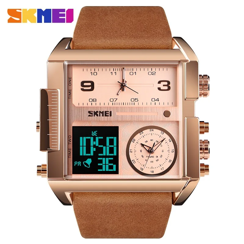 

SKMEI Men Digital Watch Fashion Business Wristwatch Luxury Chronograph Luminous Electronic Bracelet Men's Clock 3 Time Watches