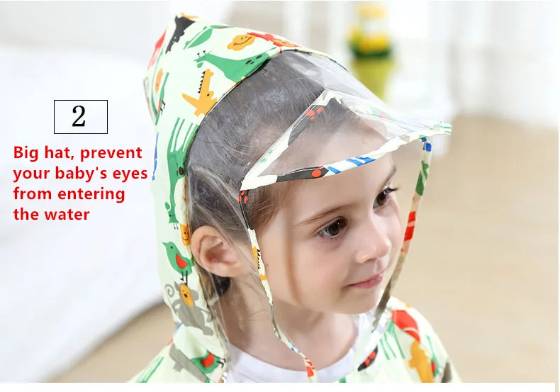 4.Children cartoon raincoat kids jumpsuit rainwear raincover for children baby boys girls waterproof poncho rain coat
