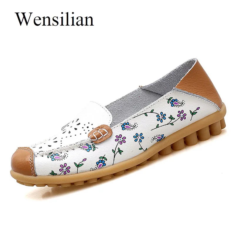 

Women Ballet Flats Genuine Leather Loafers Hollow Soft Moccasins Casual Shoes Sapato Feminino Ballerina Zapatos Mujer