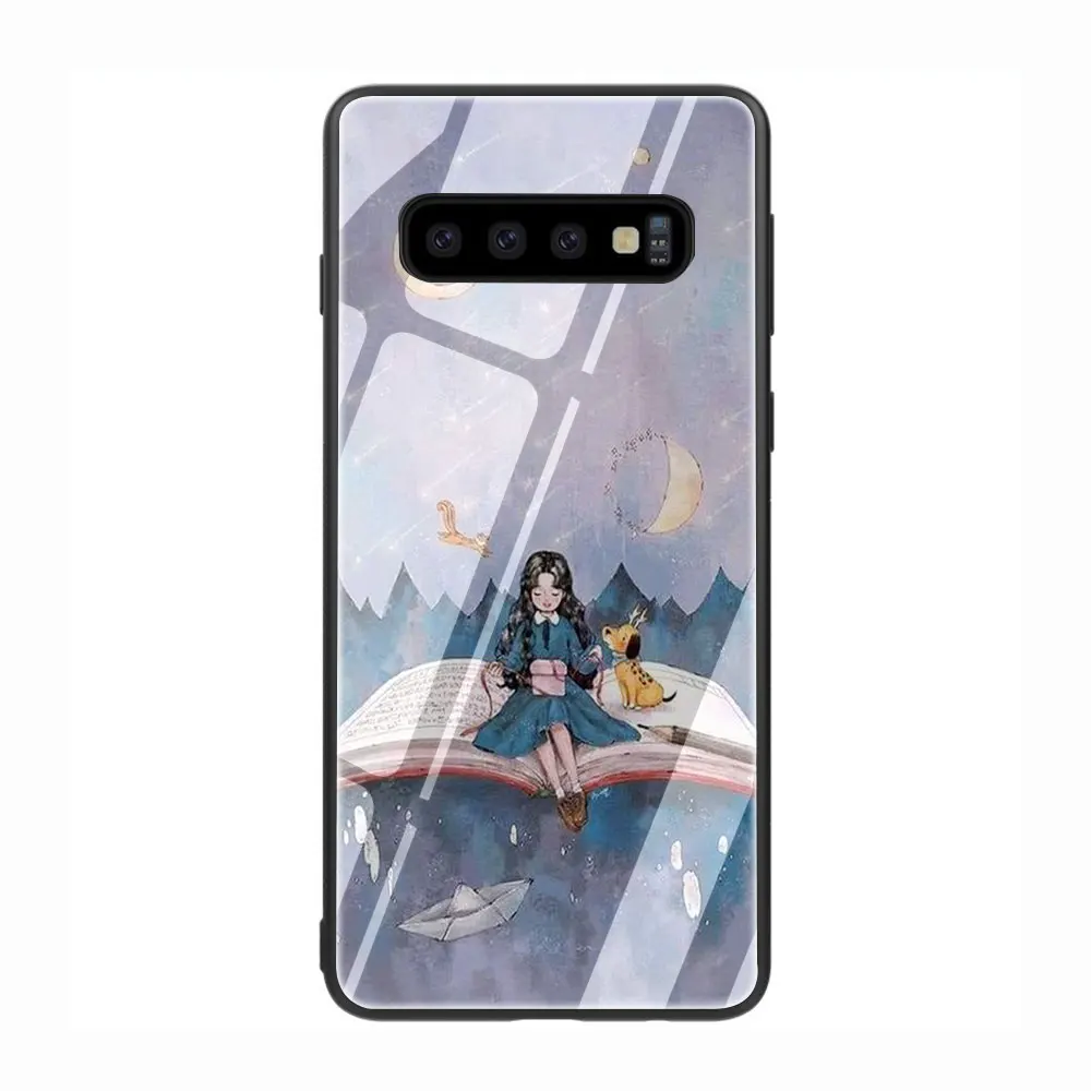 Для чтения книг закаленное Стекло чехол для телефона чехол для Galaxy S7 край S8 9 10 Plus, Note 8, 9, 10, A10 20 30 40 50 60 70