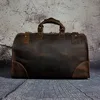 Quality Crazy Horse Leather Male Larger Capacity Retro Design Handbag Duffle Luggage Bag Fashion Travel Suitcase Tote Bag 8151 ► Photo 2/6