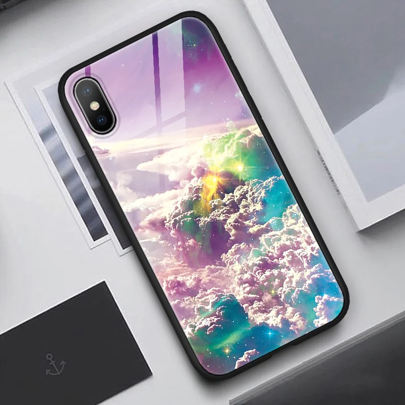 Чехол из закаленного стекла Star Space для iphone 7 8 6 6S Plus XR X XS Max чехол Meizu 16X 16 Samsung Galaxy S8 S9