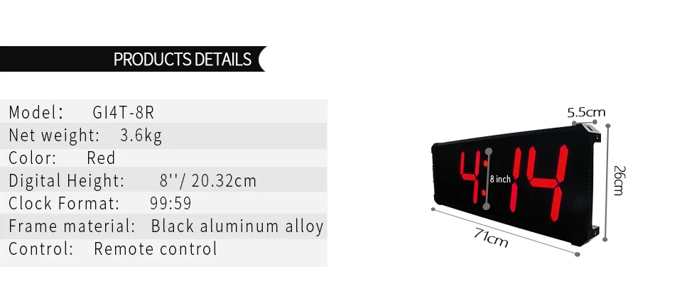 [Ganxin] Управление приложением современный дизайн 8 дюймов 4 цифры большие настенные часы светодиодный таймер обратного отсчета