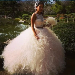 Two Pieces Ball Gown Beads Quinceanera Dresses 2019 Sweet 16 Dresses Debutante Piping Tulle vestido de 15 anos robe de bal doce Two Pieces Ball Gown Beads Quinceanera Dresses 2019 Sweet 16 Dresses Debutante Piping Tulle vestido de 15 anos robe de bal doce
