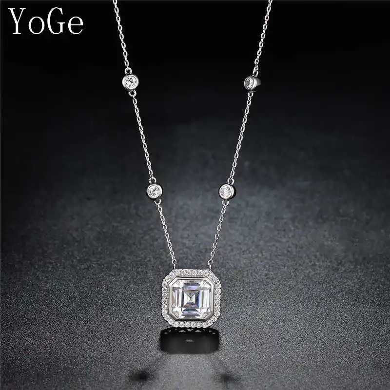 

YoGe statement Jewellery, N1030 Fashion AAA CZ thin chain rectangle stones pendant women's necklace ,womens accessories