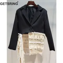 GETSRING Женский блейзер необычный женский s блейзер с длинным рукавом женский Блейзер Куртка с веревкой вязаный кисточкой нестандартный костюм пальто весна