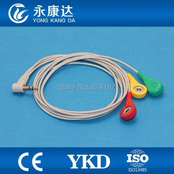 

Free shipping Visual Stethoscope holter ECG leadwire set,3-lead,IEC,Din 3.5>snap