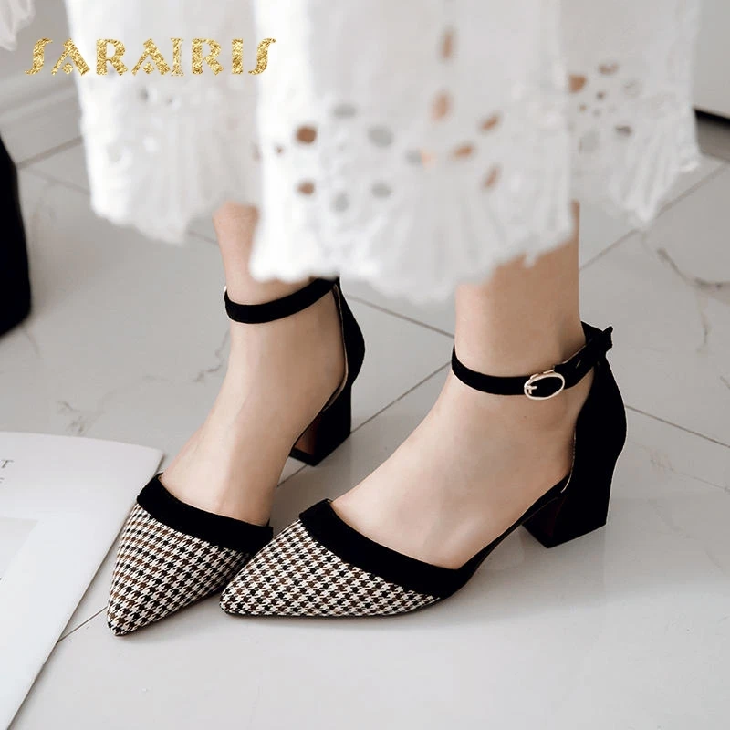 Sarairis Fashion Grid Upper Ankle Strap Buckle Up Chunky Heel Pointed Toe Summer Wedding Shoes Woman Sadnals Large Sizes 32-48
Sarairis Fashion Grid Upper Ankle Strap Buckle Up Chunky Heel Pointed Toe Summer Wedding Shoes Woman Sadnals Large Sizes 32-48