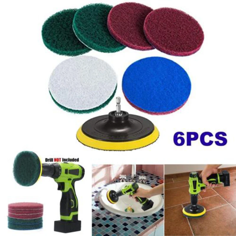 

6x Drill Brush Fit Power Scrubber Scumbusting Scrub Pad Bathroom Tile Cleaning~