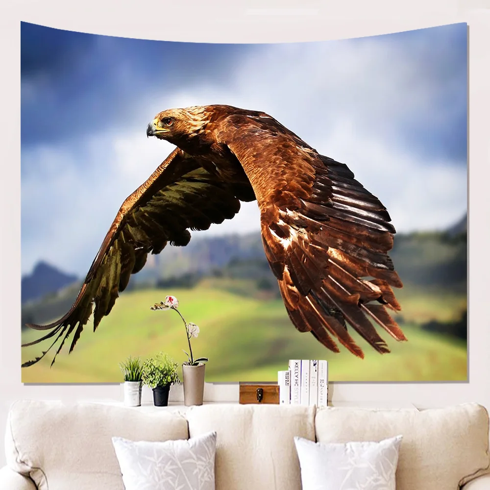 

3D Animals Eagle Tapestry Hanging Wall Cloth Tapestry Home Dorm Room Art Background Decor Camping Carpet