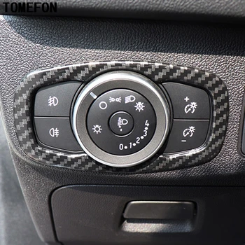 

TOMEFON For Ford Focus 2019 Head Light Lamp Switch Button Frame Cover Trim Car Interior Accessories Styling ABS Carbon Fiber