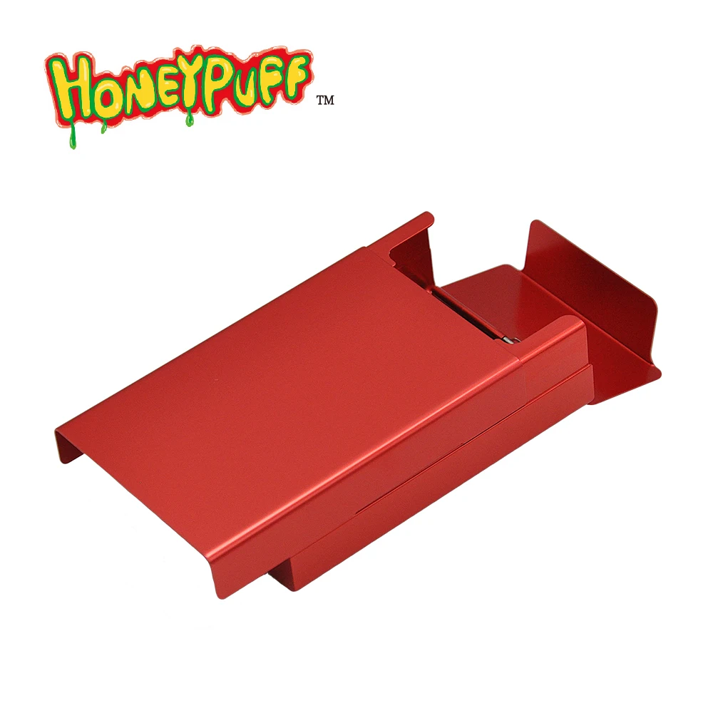 HONEYPUFF Выдвижная крышка дизайн алюминиевый портсигар (90 мм * 59 мм) Холдинг 20 обычных Размеры футляр для сигарет