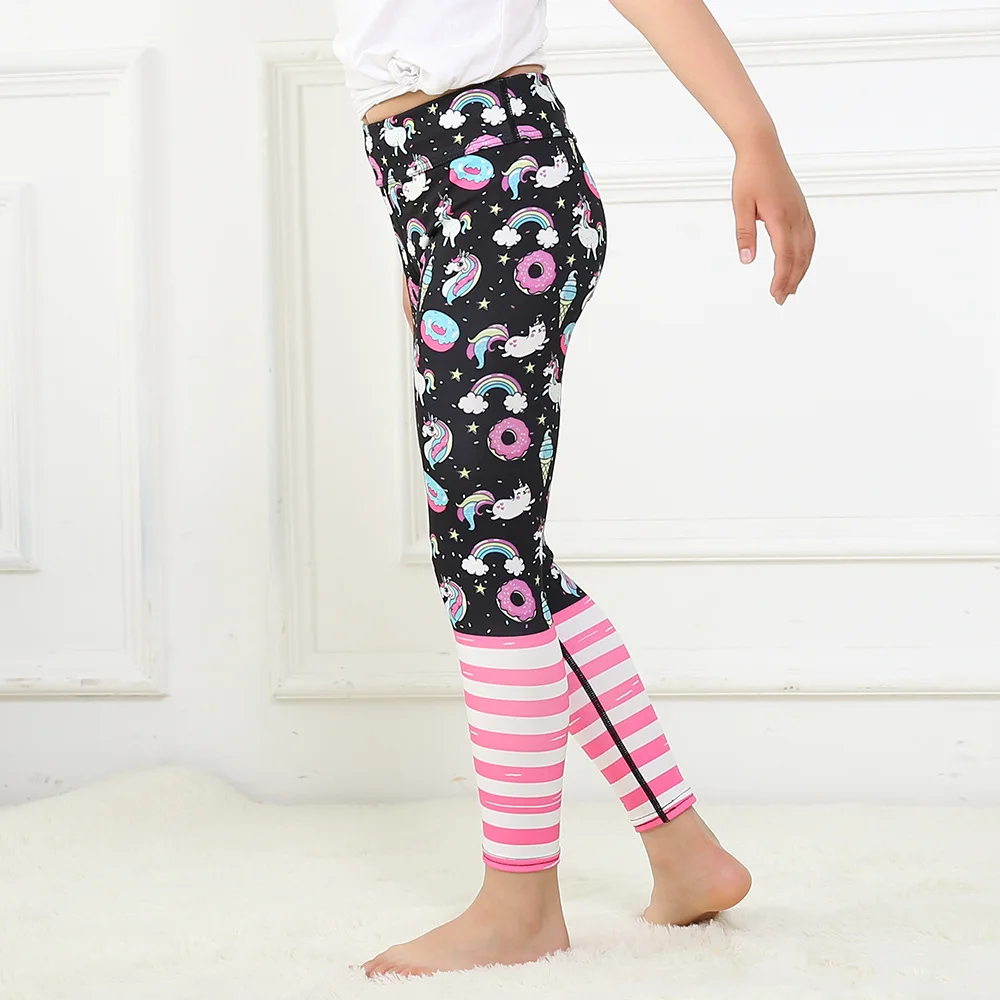 YATFIML/милые штаны для йоги для девочек с мультипликационным принтом; леггинсы для бега и фитнеса; Детские обтягивающие спортивные брюки
