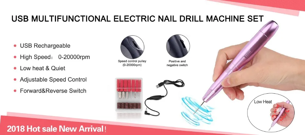2019 New Professional USB Nail Drill Mini Portable Nail Drill Pen