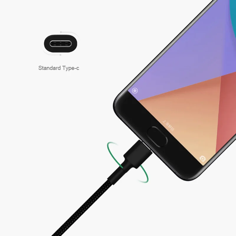 Кабель Xiaomi type-C Tyle C USB C 100 см плетеный кабель для быстрой зарядки телефона для Xiaomi OnePlus huawei с портом type C