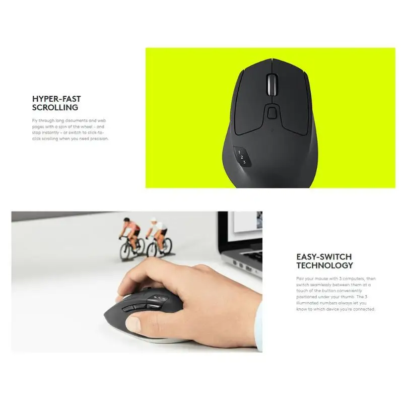 Logitech M720 триатлона компьютерные Bluetooth Двухрежимная 2,4 ГГц Беспроводной Мышь оптический, эргономический мыши Поддержка мульти-переключатель устройства для оптоволоконного кабеля