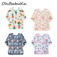 Ohbabyka нагрудники для девочек моющиеся с длинными рукавами бандана нагрудники baberos ананас печати водонепроницаемая одежда для маленьких девочек для кормления ребенка