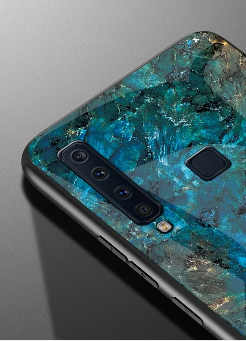Чехол из закаленного стекла для телефона для samsung Galaxy A9 задняя крышка Роскошный чехол с мраморным принтом s силиконовый чехол A9 корпус