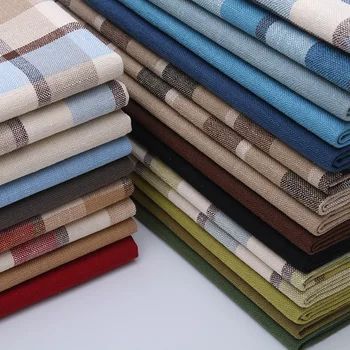 

Width 148cm Wholesale Upholstery Sofa Thick Linen Cotton Old Coarse Cloth Plaid Diy Table Cover Canvas Fabric