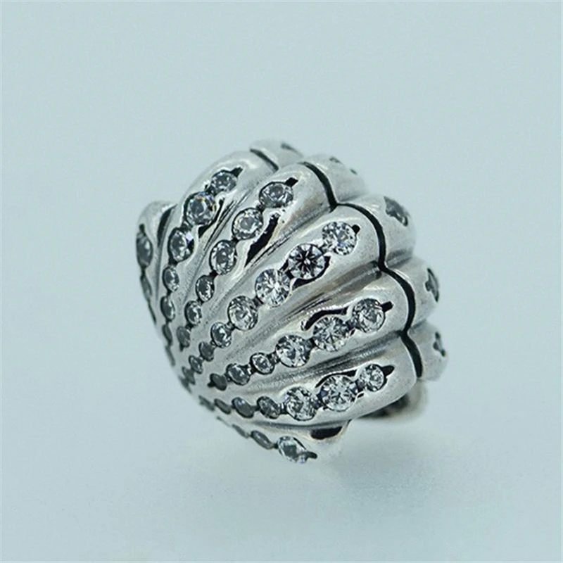 

Fandola 925 Sterling Silver Beads for Jewelry Making Ariel Shell Silver Charm with CZ for Women DIY Fits Bracelet Bangle F184