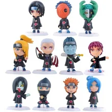 2018 New Hot 11 pçs/set Crianças Bonecos Japonês Anime Naruto Akatsuki 2.6 ''Figura Brinquedos Modelo Figura de Ação Presentes de Aniversário