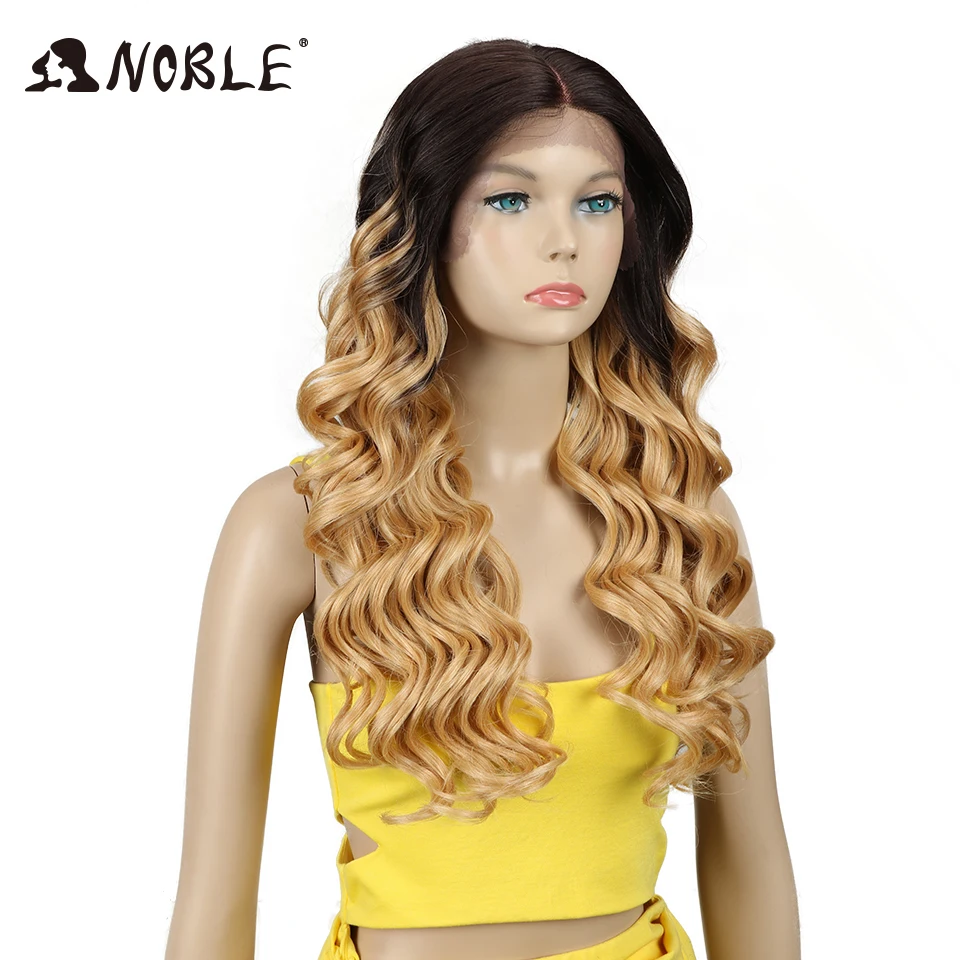 Благородный Для женщин s синтетические волосы товары Синтетические волосы на кружеве парики 24 дюймов длинные волнистые синтетические