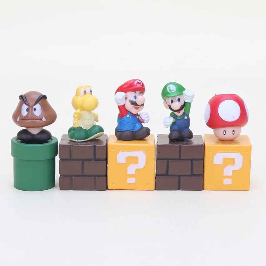 

5pcs/set 5cm Super Mario Bros figures Toys Mario Goomba Luigi Koopa Troopa Mushroom PVC Action Figure Model Blocks Dolls