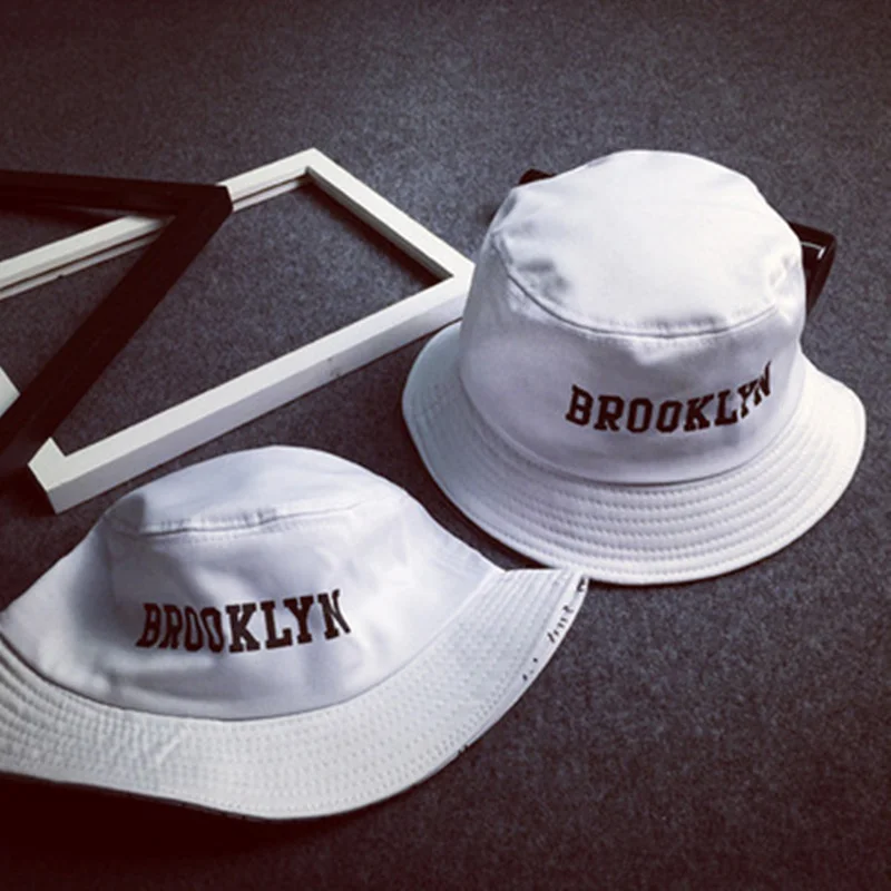 2017 new Bucket hats brooklyn letter 100 cotton bucket hat Visor