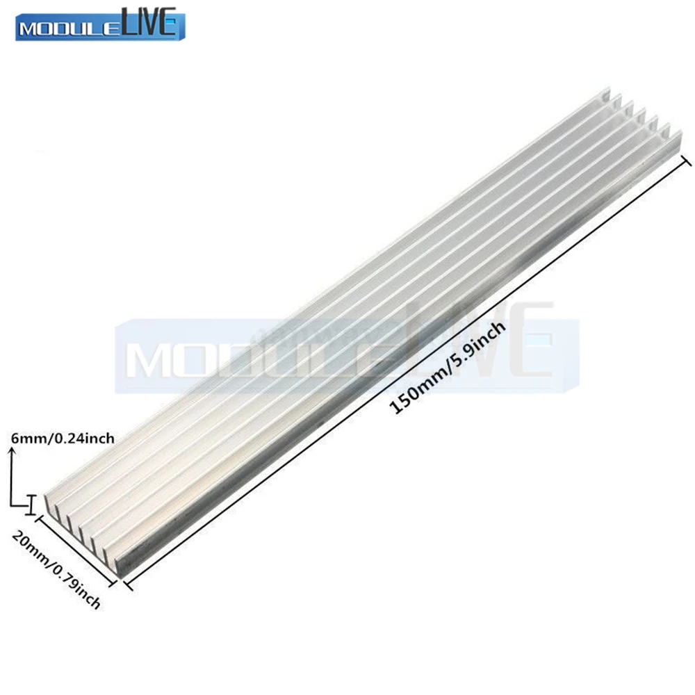 Серебристо-белый теплоотвод светодиодный 150x20x6 мм теплоотвод алюминиевое охлаждающее ребро 150x20x6 150*20*6