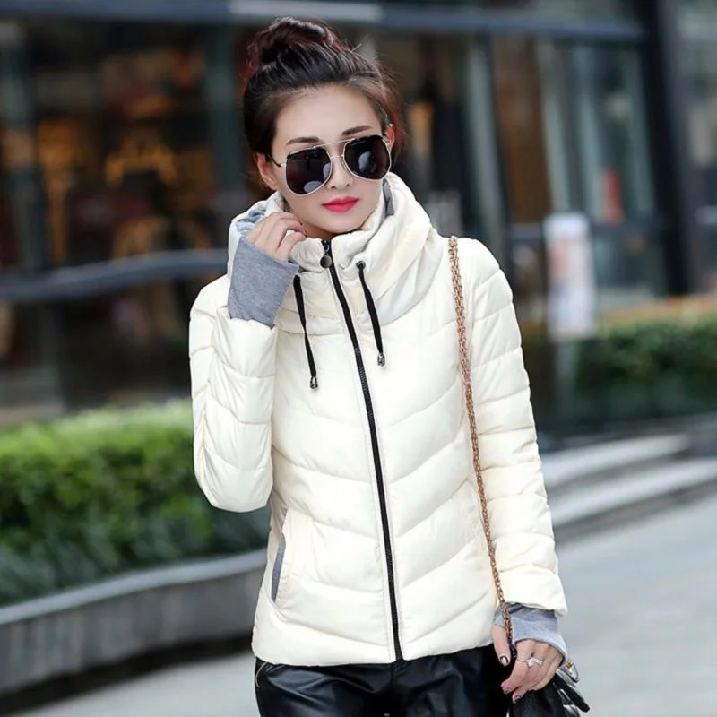 Slim Short Coats Parka Casual Ladies Jackets Winter Zipper Fashion Cotton-padded Coats Women Jackets Basic Warm Outwear FJT307