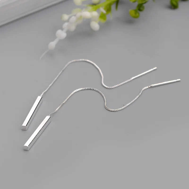 

100% 925 Sterling Silver Long Drop Earrings for Women Wedding Party Gifts Sterling-silver-jewelry pendientes